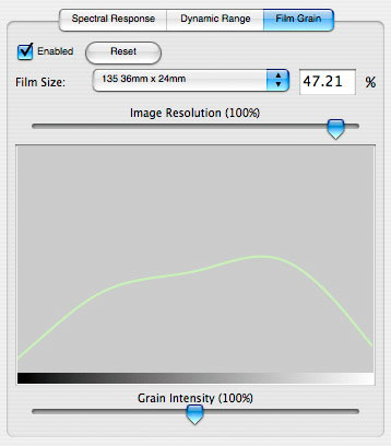 screen grab of film grain user interface